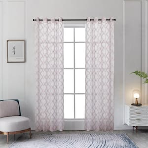 Amelia 108 in.L x 52 in. W Sheer Polyester Curtain in Blush