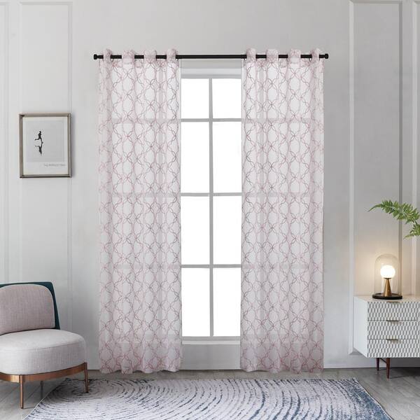 Lyndale Decor Amelia 120 in.L x 52 in. W Sheer Polyester Curtain in Blush
