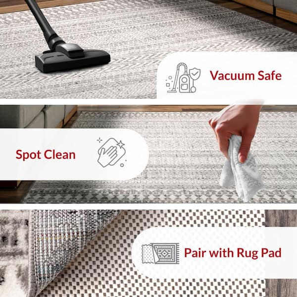 Catherine Henna Tribal Bands Gray 6 ft. x 6 ft. Round Indoor Area Rug