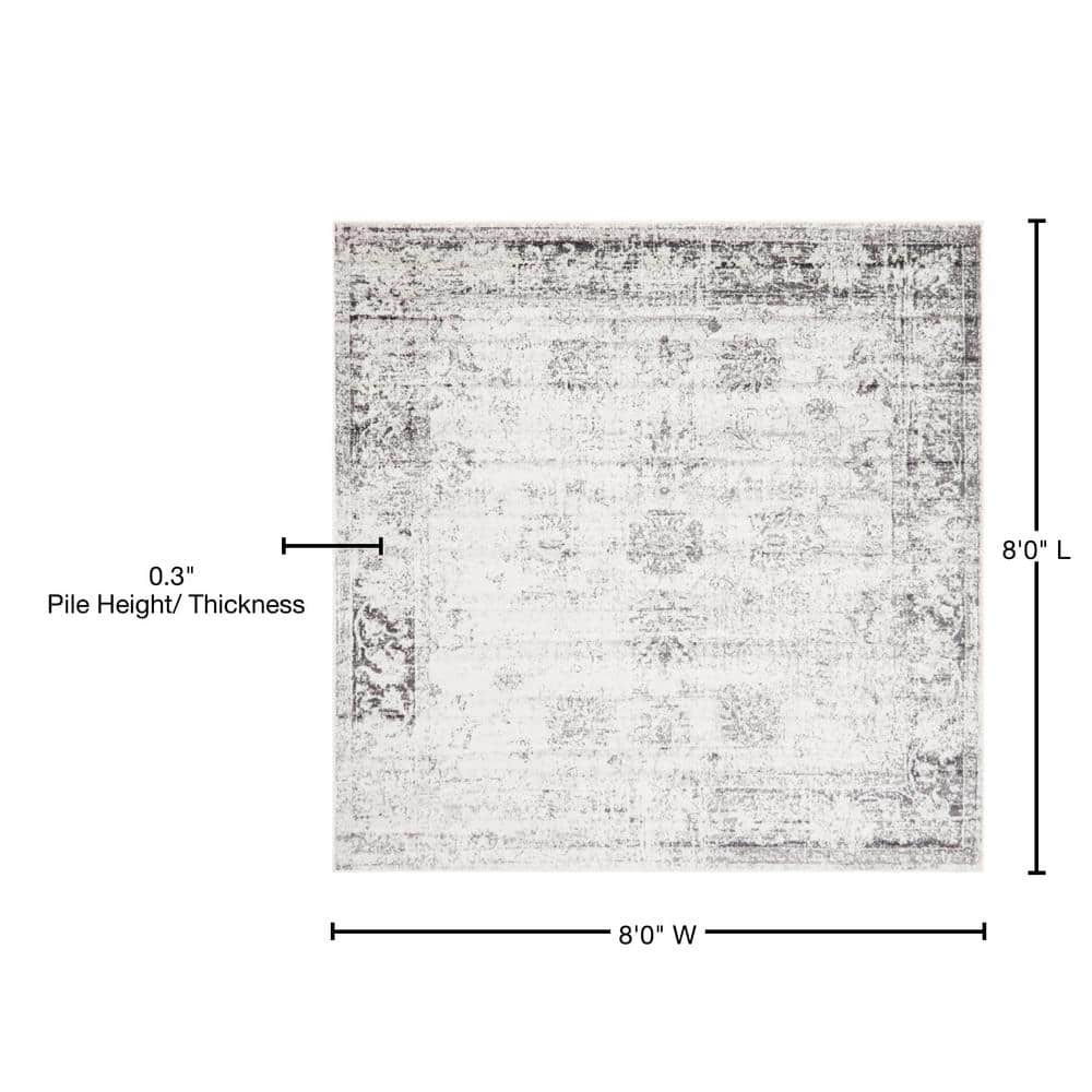 Casino Sofia Gray 8' Square Indoor Synthetic Rug