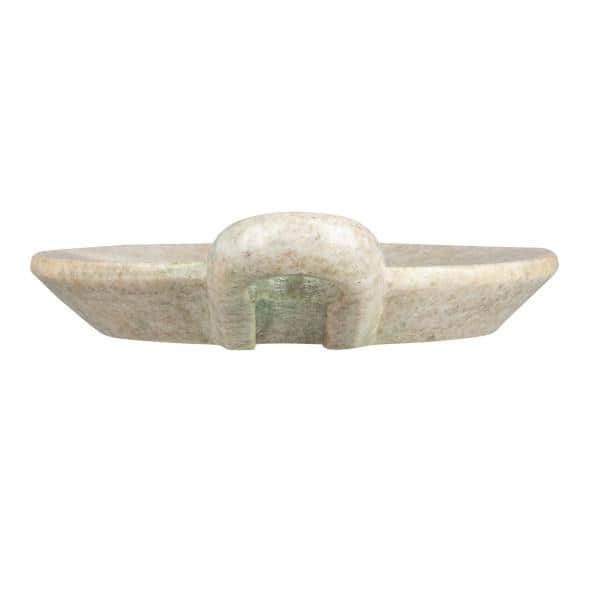 Hand-Carved Beige Marble Dish with Handle, 7.5 Inches
