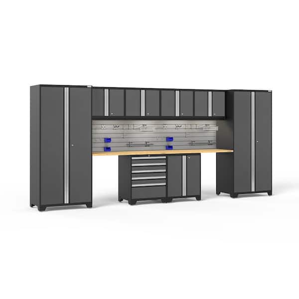 NewAge Products Pro Series 10-Piece 18-Gauge Steel Garage Storage System in Charcoal Gray (184 in. W x 85 in. H x 24 in. D)