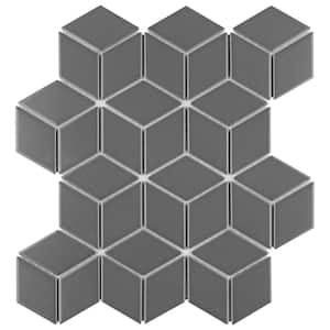 Metro Rhombus Matte Grey 10-1/2 in. x 12-1/8 in. Porcelain Mosaic Tile (9.0 sq. ft./Case)