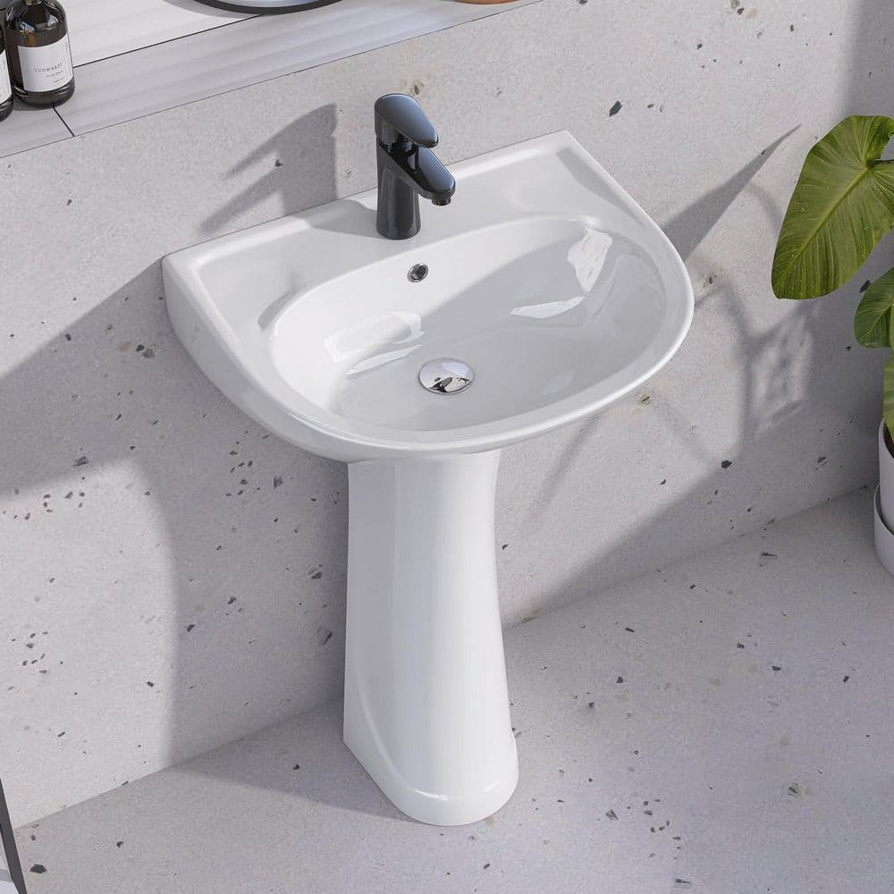 Zeafive 22 in. W x 17 in. D Pedestal Sink Combo White