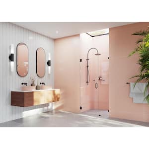 Illume 44 in. W x 78 in. H Wall Hinged Frameless Shower Door in Oil Rubbed Bronze Finish with Clear Glass