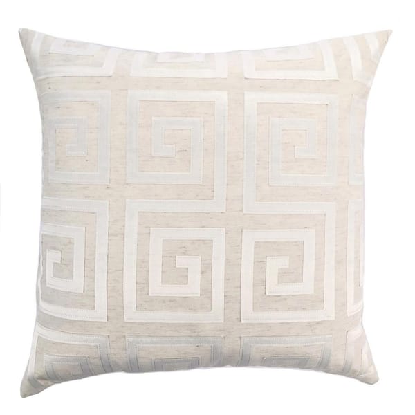 Armen Living Laguna White Geometric Down 7 in. x 20 in. Throw Pillow