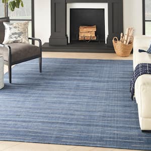 Interweave Navy 8 ft. x 10 ft. Solid Ombre Geometric Modern Area Rug