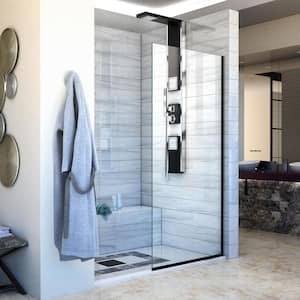 Linea 30 in. x 72 in. Semi-Frameless Fixed Shower Screen in Satin Black without Handle
