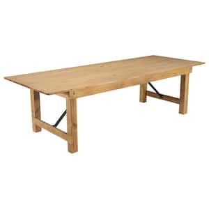 Light Natural Wood 4-Leg Dining Table (Seats 10)