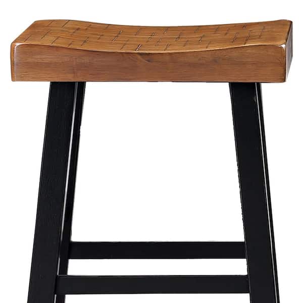 Country Corner　BELLE ILE EN MBR 木製XZ3298 Benjara 19 in. Brown and Black Backless Wood Bar Stool (Set