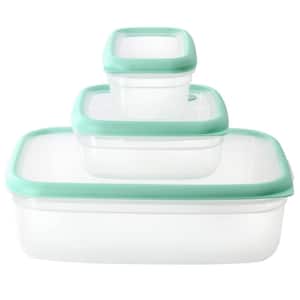 6 Piece Plastic Food Storage Container Set with Lids in Mint