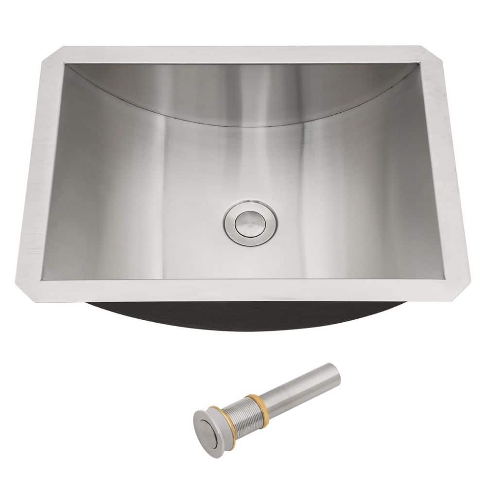 18 in. Undermount Rectangular Bathroom Sink with Pop Up Drain in Brushed Nickel Stainless Steel price history on PriceWatchPro