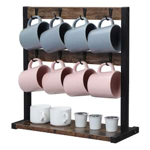 Numhew 2-Tier Mug Display Stand with Heavy Duty Metal Base, 14-Hook Black  Mug Tree Rack, Coffee Mug Holder for Countertop G3H6H2P1 - The Home Depot