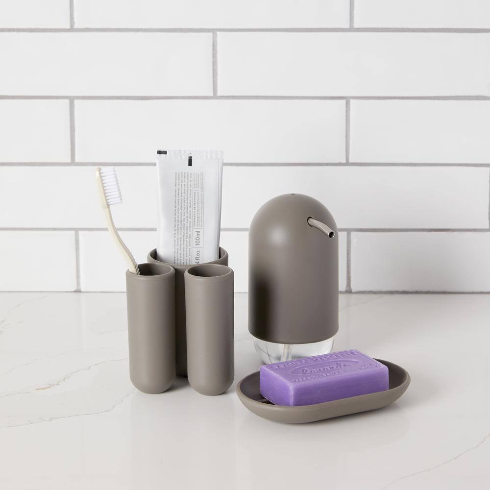 Umbra Grey Soft-Touch 3-Compartment Toothbrush Holder