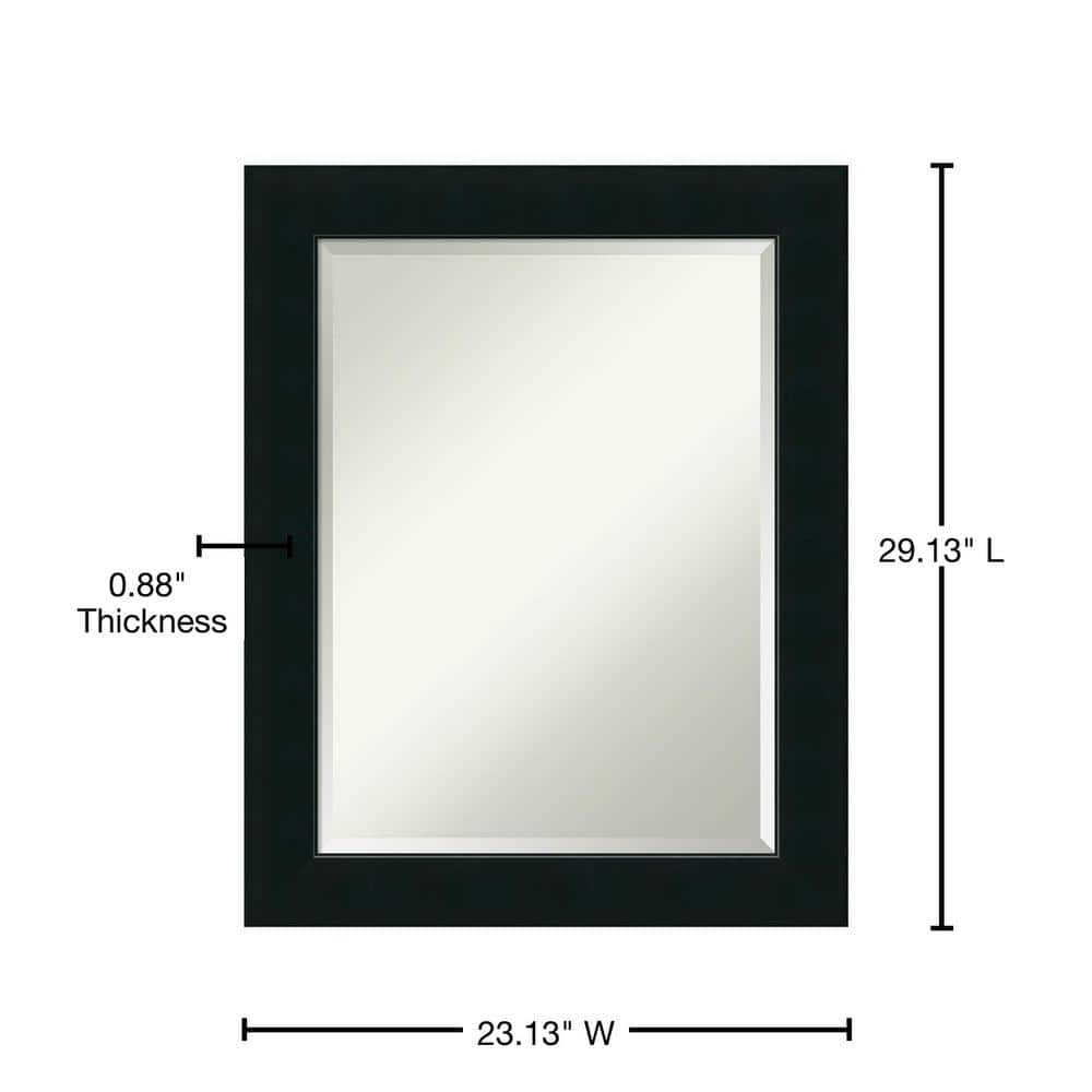 Corvino Black Beveled Wood Bathroom Wall Mirror 23 x 29 in