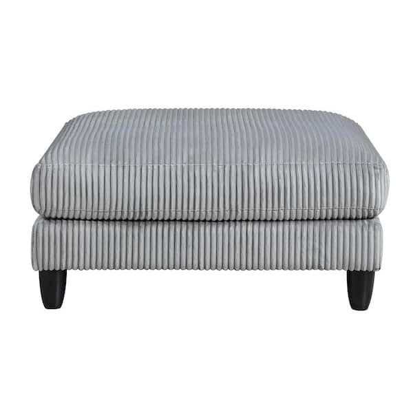 Laurelton Gray Corduroy Fabric Square Ottoman
