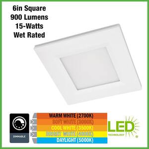 6 in. Square Canless Adjustable CCT Integrated LED Recessed Light w/ Night Light Feature & Black Trim Option (12-Pack)