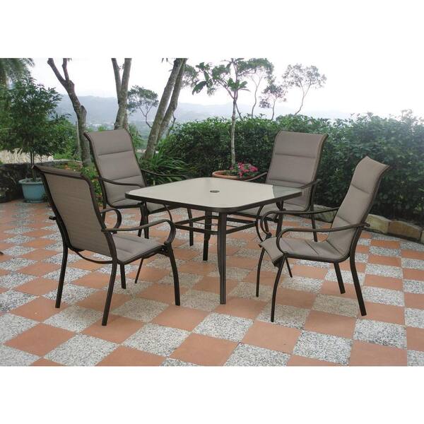 Hampton Bay Morrison 5-Piece Padded Sling Patio Dining Set-DISCONTINUED