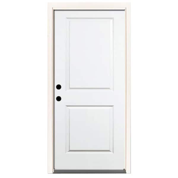 Steves & Sons 32 in. x 80 in. Element Series 2-Panel Square Wht Prime Steel Prehung Front Door Right-Hand Inswing w/ 6-9/16 in. Frame