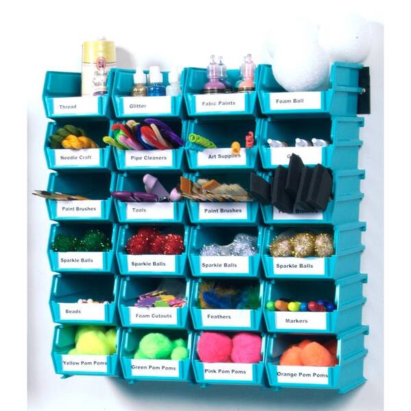 Triton Products Locbin Small Wall Storage Bin 24 Piece With 2 Mount Rails In Teal 3 210tbws The Home Depot - Wall Storage Bins Home