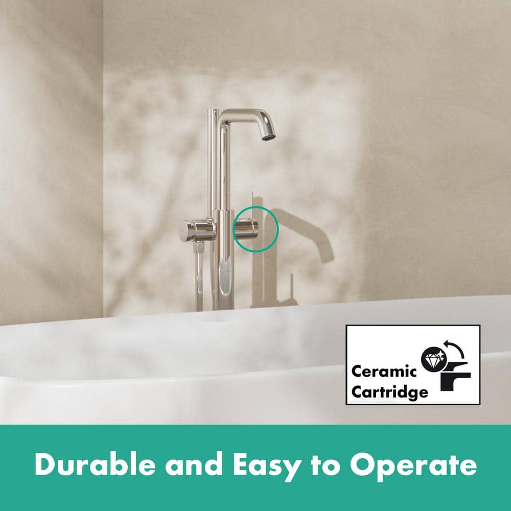 Chrome Freestanding Tub Filler with Handshower
