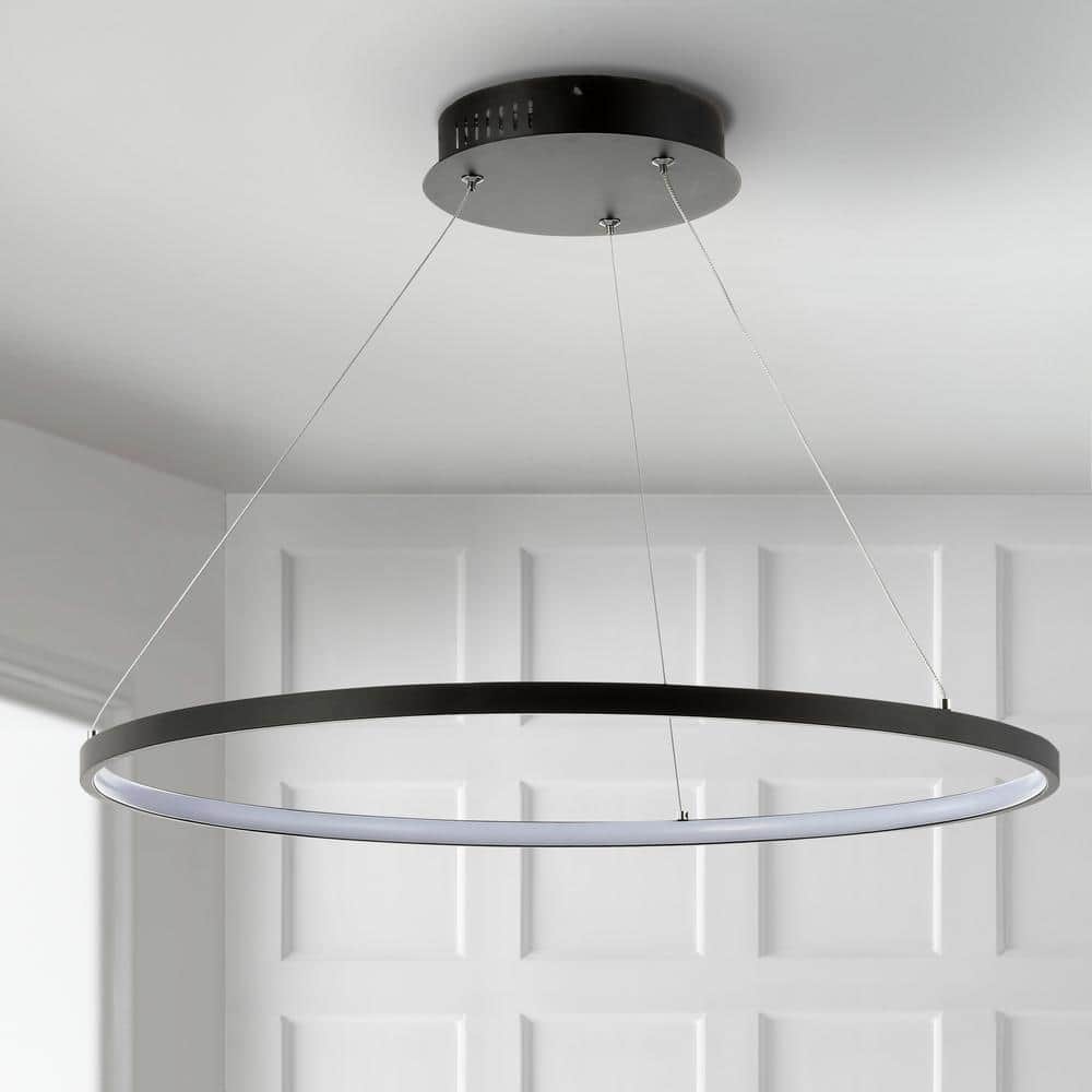 Brice Matte Black 23.75" Integrated LED Modern Drum Pendant