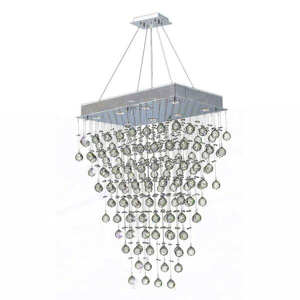 Worldwide Lighting Icicle 8-Light Chrome with Clear Crystal Chandelier