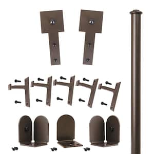96 in. Cube Stick Oil Rubbed Bronze Sliding Barn Door Round Track and Hardware Kit