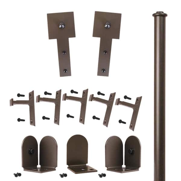Unbranded 96 in. Cube Stick Oil Rubbed Bronze Sliding Barn Door Round Track and Hardware Kit