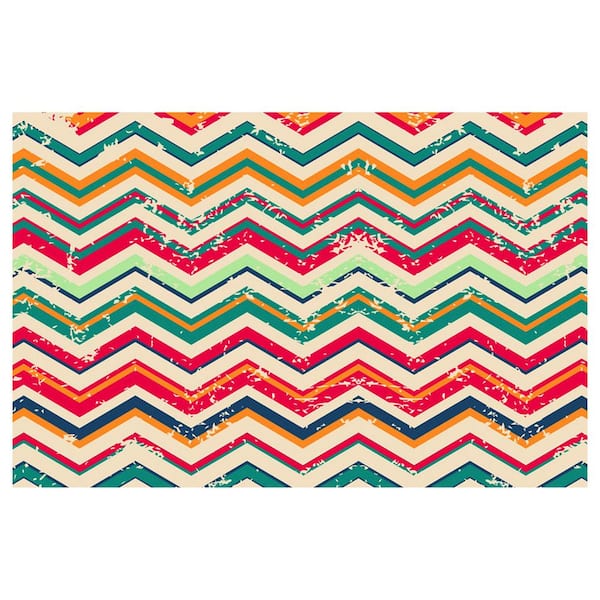 Bungalow Flooring FlorArt 22 in. x 34 in. Chevron Textured Indoor Low Profile Decorative Kitchen Mat