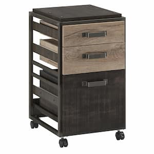 Refinery Rustic Gray/Charred Wood 3-Drawer Mobile File Cabinet