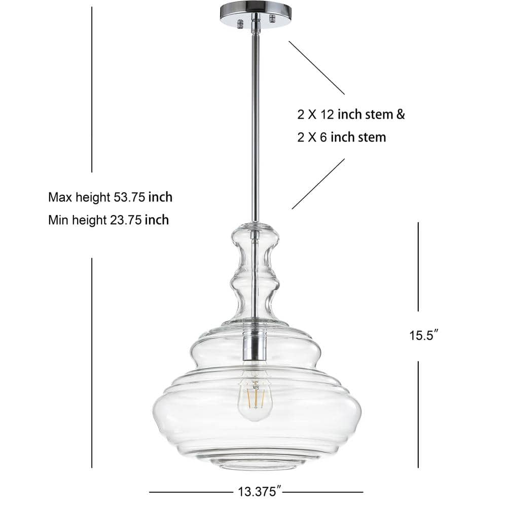 Bettina 13.37" Chrome Polished Clear Glass LED Pendant