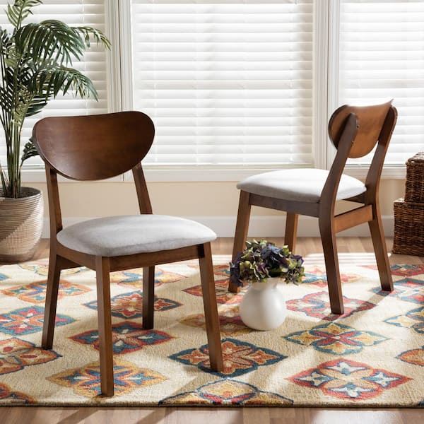 Damara Grey and Walnut Brown Dining Chair (Set of 2)