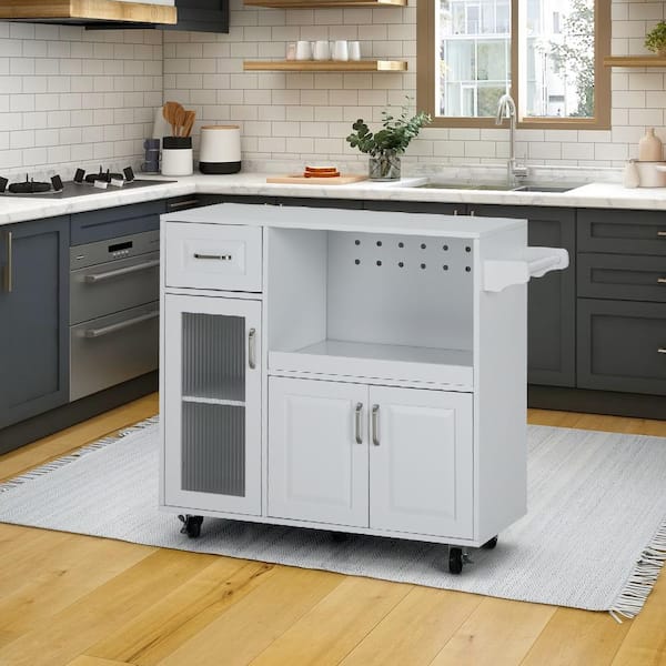 PHI VILLA Kitchen Island Cart on Wheels - Portable Kitchen Island with Drop  Leaf, Rolling Kitchen Island with Storage