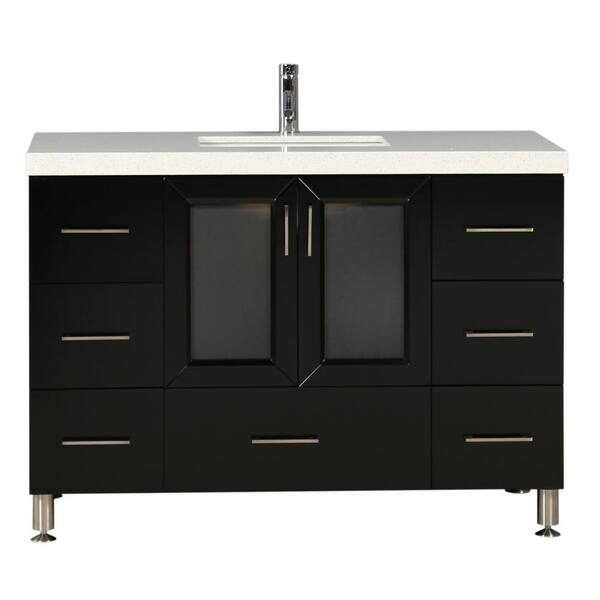 Design Element Westfiled 48 in. W x 22 in. D Bath Vanity in Espresso with Quartz Vanity Top in White with White Basin