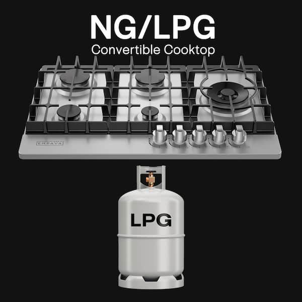 30 in. Built-In Gas Cooktop in Stainless Steel with 5 Burners Gas Stove Including A 18000 BTU Power Burner