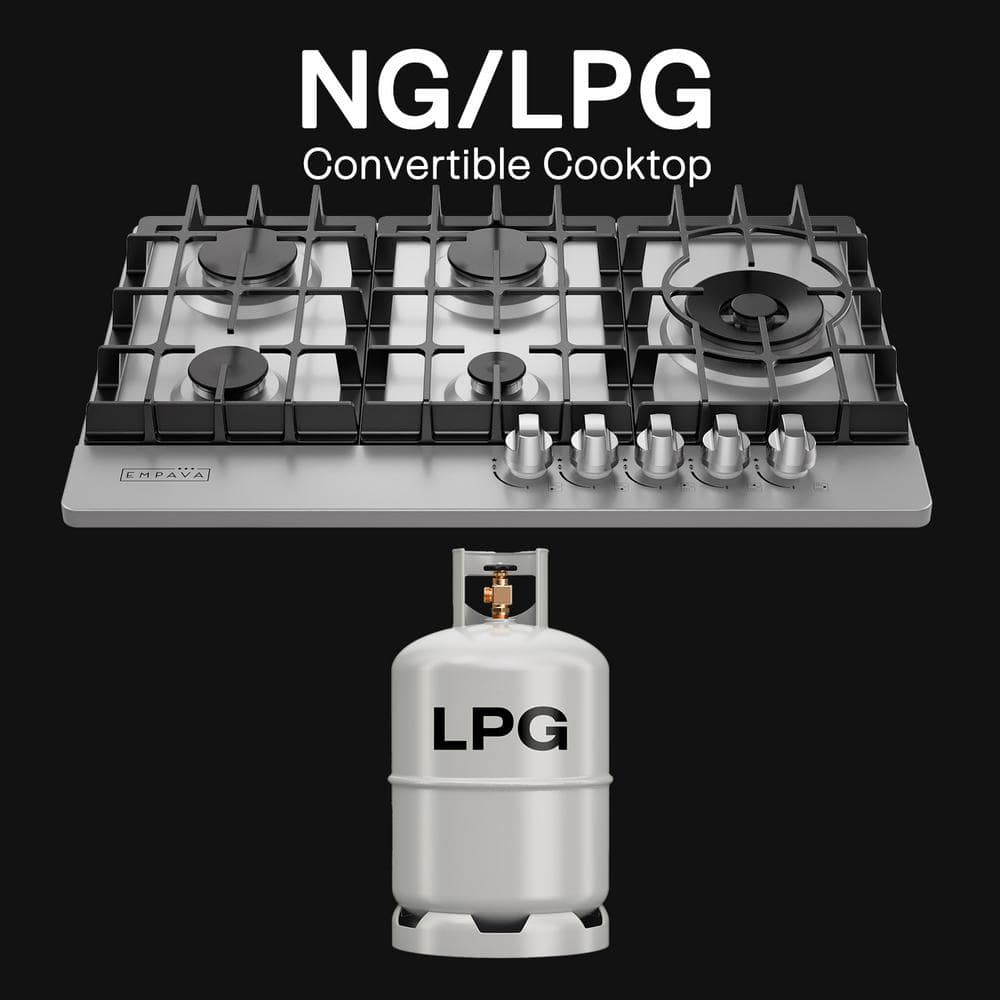 Empava 30" Stainless Steel 5 Burner Propane Cooktop