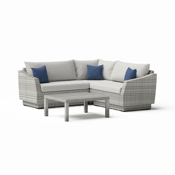 Cannes 4-Piece Wicker Outdoor Sectional Set with Sunbrella Bliss Ink Cushions