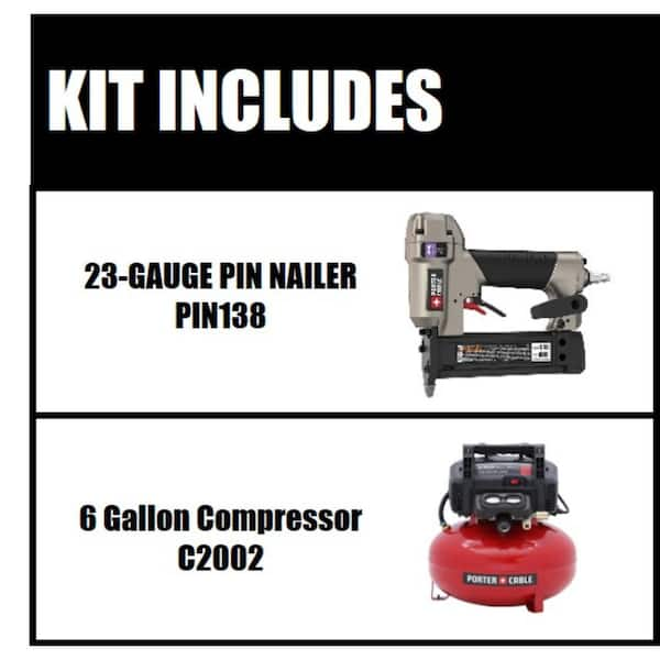 6 Gal. 150 PSI Portable Electric Air Compressor and Pneumatic 23-Gauge 1-3/8 in. Pin Nailer