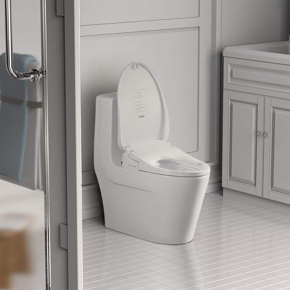 White Polypropylene Electric Smart Bidet Toilet Seat with Heated Seat and Remote