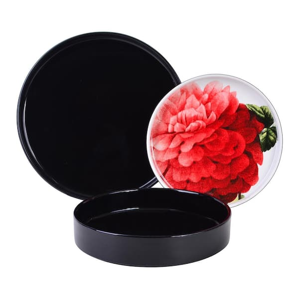 222 Fifth Bloom 12-Piece Black Stoneware Dinnerware Set (Service for 4)