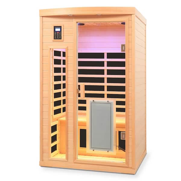 Hemlock 2-Person Far Infrared Sauna with 8-Heating Panels, LCD display, Touch Control, Bluetooth Audio, and LED Lighting