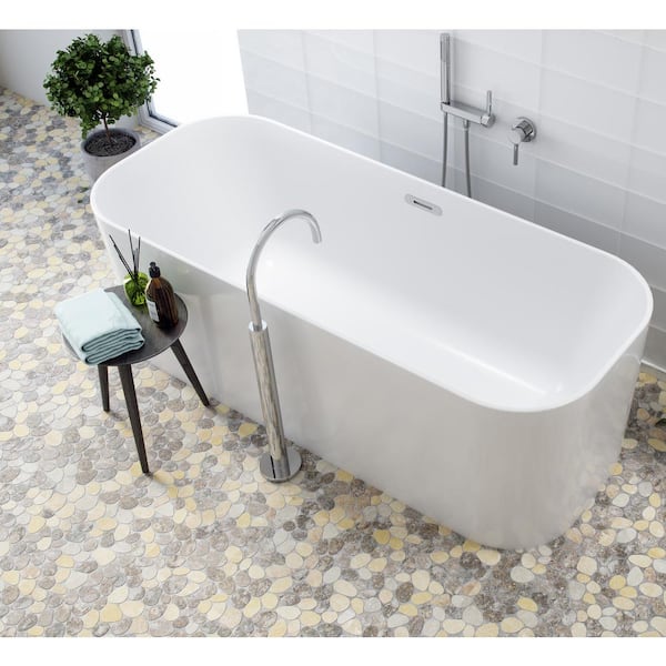 Pebble Marble Ash Grey Quartz Mix 11-1/4 in x 11-1/4 in x 9.5mm Mesh-Mounted Mosaic Tile (9.61 sq. ft./case)