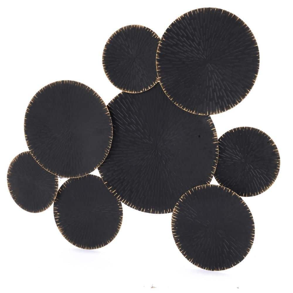 Large Black and Gold Iron Abstract Wall Sculpture