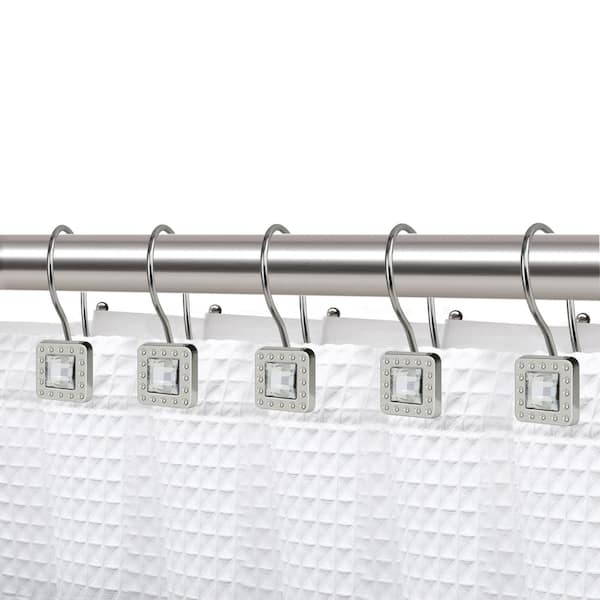 Brushed Nickel Shower Curtain Hooks, Decorative Shower Curtain Rings, Rust  Resistant Metal Shower Hooks for Bathroom, Rust Proof Shower Hooks Hangers