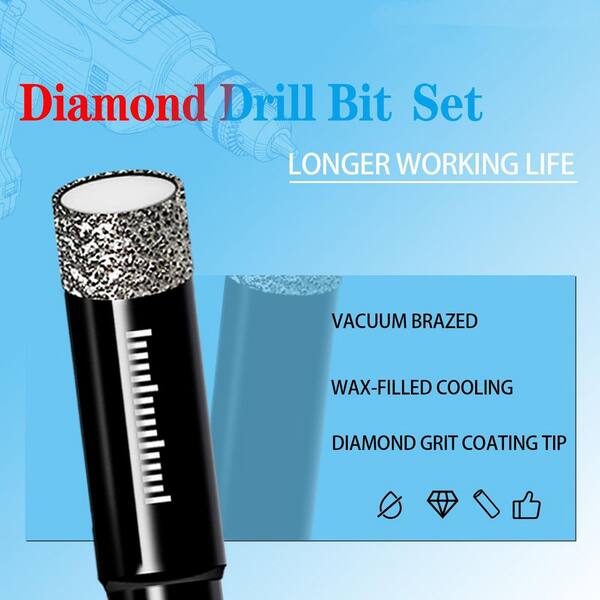 SUNJOYCO 12-Piece Dry Diamond Drill Bit Set – For Ceramic, Porcelain, Glass & Marble, 1/4" Shank