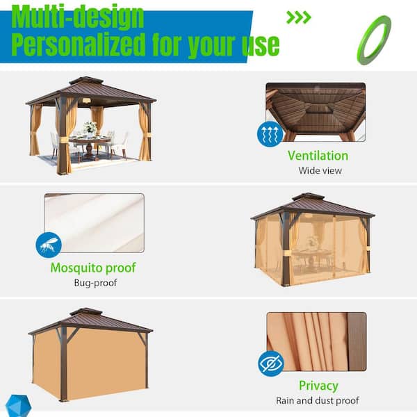GAhouses119冊 HOMMOW 12 ft. x 12 ft. Hardtop Gazebo with Galvanized Steel