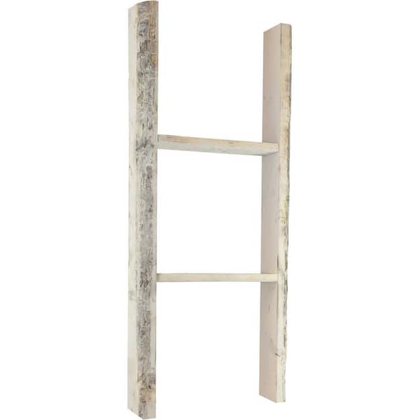 Ekena Millwork 15 in. x 36 in. x 3 1/2 in. Barnwood Decor Collection Chalk Dust White Vintage Farmhouse 2-Rung Ladder