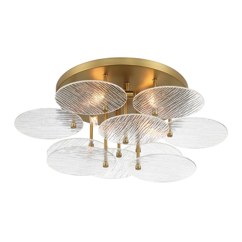Minka Lavery Artze 25 in. 4Light Soft Brass Contemporary Flush Mount