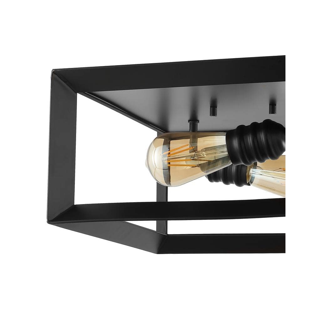 13" Black Iron Square Modern Farmhouse LED Flush Mount